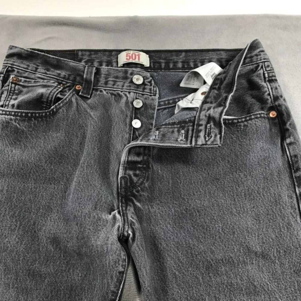 Vintage Y2K Levi's 501 Jeans Men's 34x34 Black Faded Gray Grunge Rock Button Fly